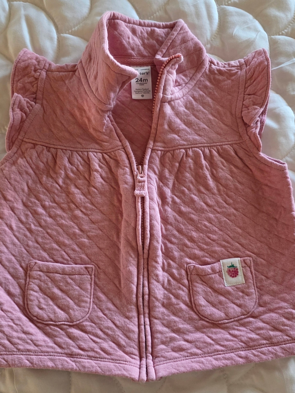 Carter Pink Quilted Toddler Vest with Strawberry Patch